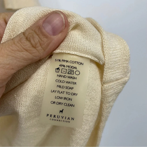 Peruvian Connection ivory Pima Cotton Sanibel tunic XS - Picture 4 of 6